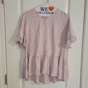 Madewell Ruffle-Hem Top in Lavender Stripe